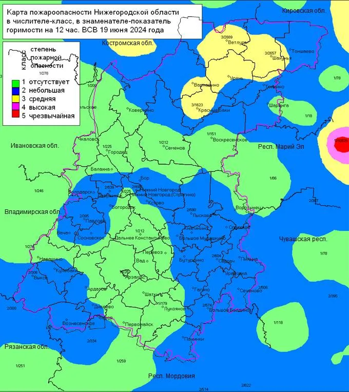 Пожароопасность на 19.06.2024