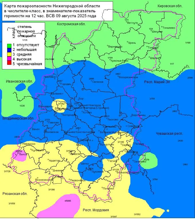 Пожароопасность на 10.08.2025г. - полностью 2 класс