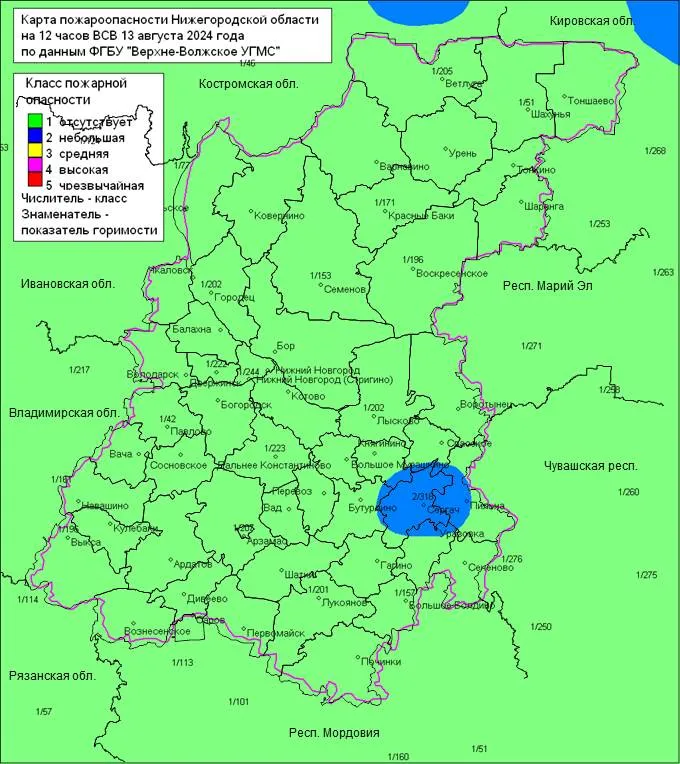 Пожароопасность на 13.08.2024г.